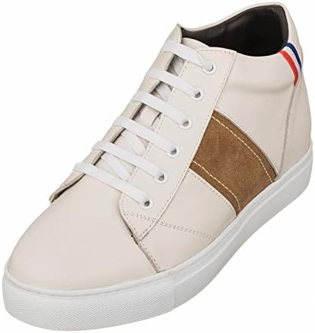 Beige White Leather Lace-up Sneakers