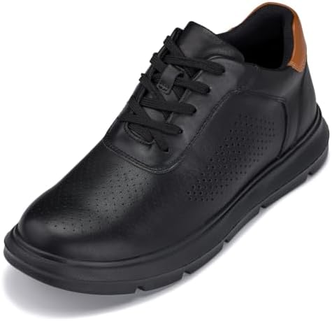 Black/Black Sole Lightweight Lace-up Leather Sporty Sneakers