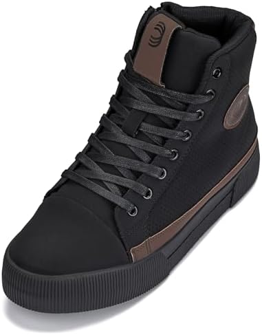 Black/Coffee Brown Zip-up Cap Toe High Top Sneaker Boots