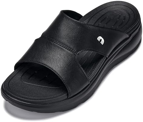 Black/Grainy Black Ultra Light-weight Slip-on Comfort Sandals