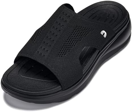 Black/Knitted Black Ultra Light-Weight Slip-on Comfort Sandals