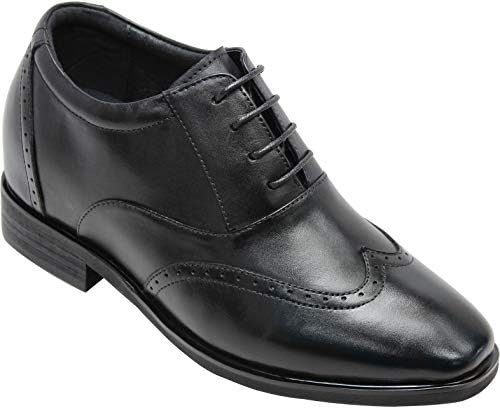 Black Leather Lace-up Brogue Wing-tip Oxfords