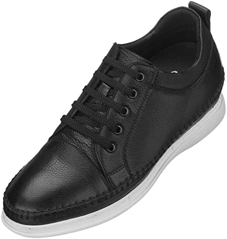 Black Leather Lace-up Casual Fashion Sneakers
