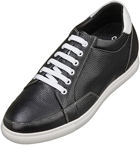 Black Leather Lace-up Casual Sneakers
