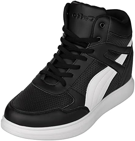 Black Leather Lace-up High-top Fashion Sneakers