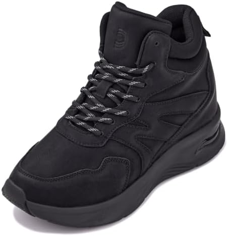 Black Leather Lace-up Lightweight Casual Fashion Sneak-Boots