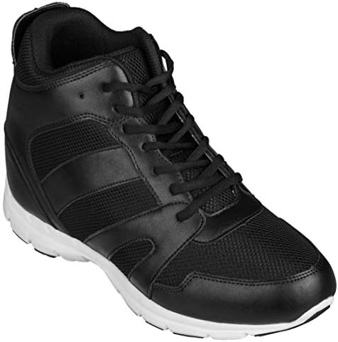 Black Leather/Mesh Lace-up Sporty Trainers