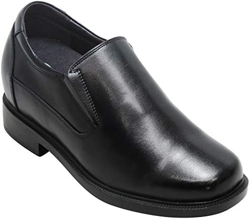 Black Leather Slip-on Lightweight Casual Loafers 3.6 Inch Lift