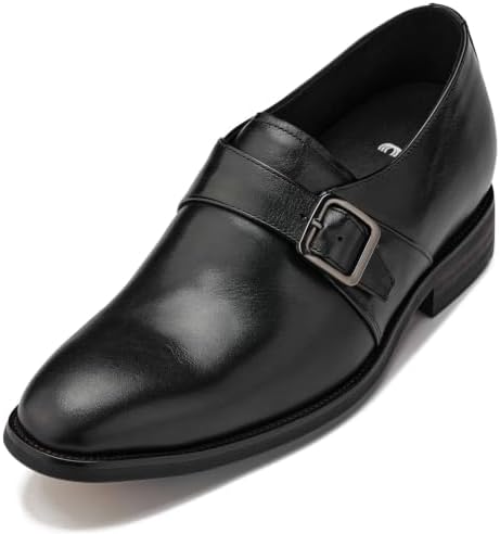 Black Leather Slip-on Monk-Strap Dress Loafers