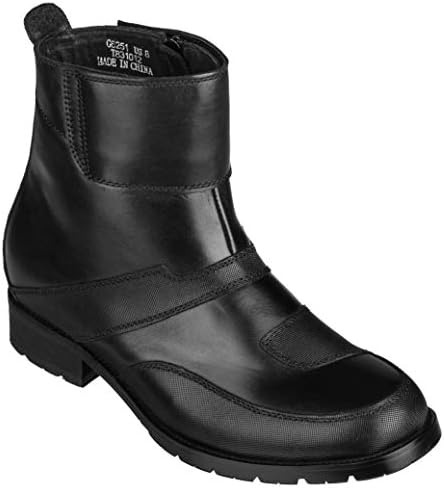 Black Leather Zipper High-top Biker Boots