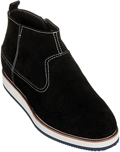 Black Nubuck Leather Mid-top Zipper Boots