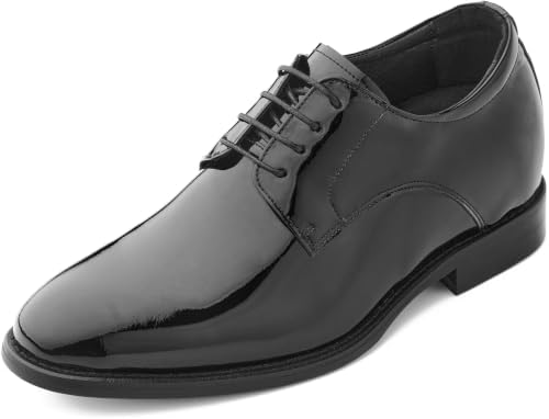 Black Patent Leather Lace-up Formal Dress Oxfords 2.8 Inch Lift