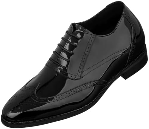 Black Patent Leather Lace-up Wing-tip Formal Oxfords