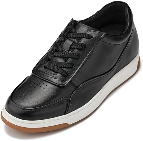 Black Premium Leather Lace-up Fashion Sneakers