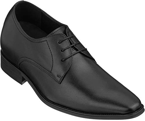 Black Premium Leather Lace-up Formal Derby Oxfords 2.8 Inch Lift