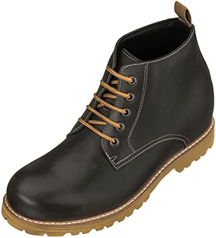 Black Premium Leather Lace-up Round-toe Work Boots