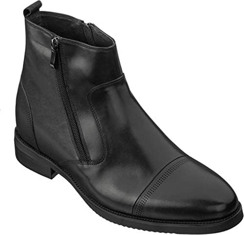 Black Premium Leather Lightweight Zipper Boots