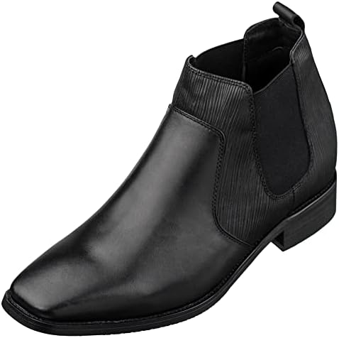 Black Premium Leather Slip-on High-top Chelsea Boots
