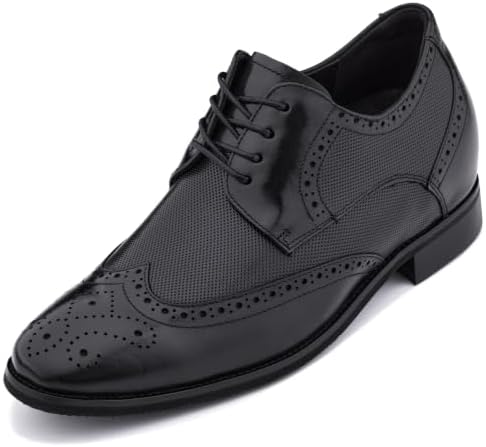 Black Premium Leather Wing-tip Lace-up Formal Oxfords