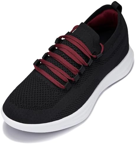 Black/Red/White Sole Super Lightweight Knitted Sporty Sneakers