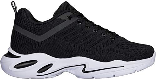 Black/White Super Lightweight Sporty Sneakers 2.6 Inch Lift