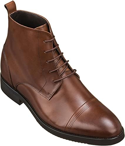 Brown Premium Leather Lace-up Cap-Toe Dress Boots