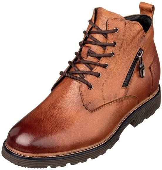 Brown Premium Leather Lace-up Cap-Toe Dress Casual Boots