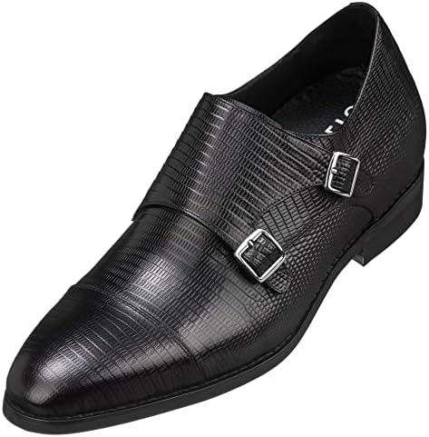 CALTO Men's Invisible Height Increasing Elevator Shoes - Black 2.8 Inch Lift