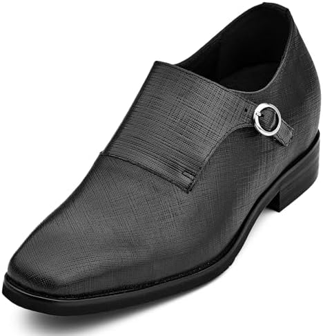 CALTO Men's Invisible Height Increasing Elevator Shoes - Black Black