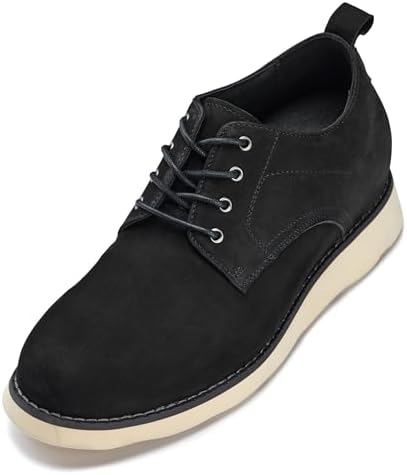 CALTO Men's Invisible Height Increasing Elevator Shoes - Black Nubuck