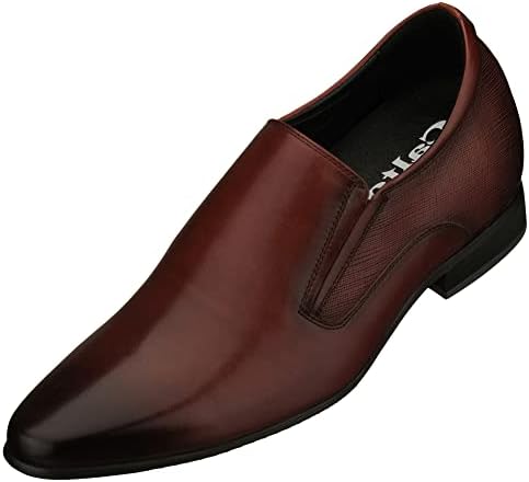CALTO Men's Invisible Height Increasing Elevator Shoes - Brown