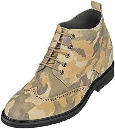 Camo Brown Premium Leather Lace-up Lightweight Wing-tip Work Boots