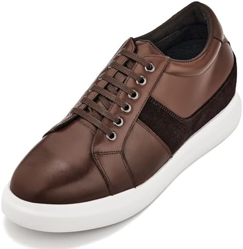 Coffee Brown Lightweight Leather Lace-up Fashion Sneakers