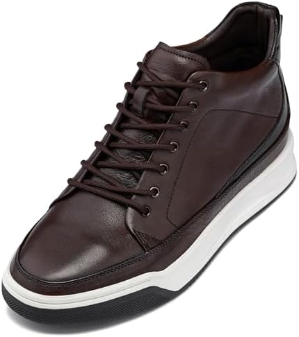 Coffee Brown Premium Leather Lace-up Ankle Top Sneaker Boots