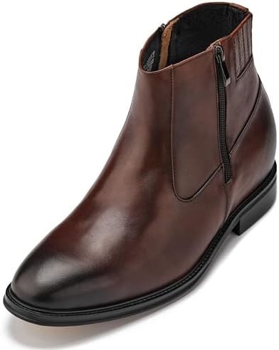 Coffee Brown Premium Leather Lightweight Zipper Boots