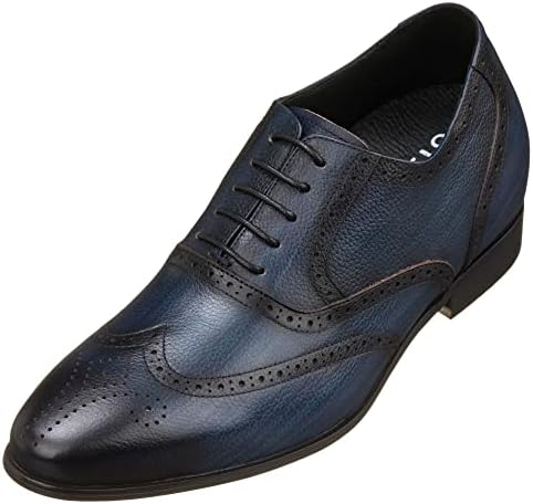 Dark Blue Premium Leather Lace-up Wing-tip Dress Formal Oxfords