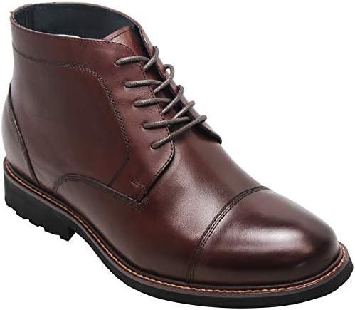 Dark Brown Leather Lace-up Cap-toe Boots with Inner Faux Fur