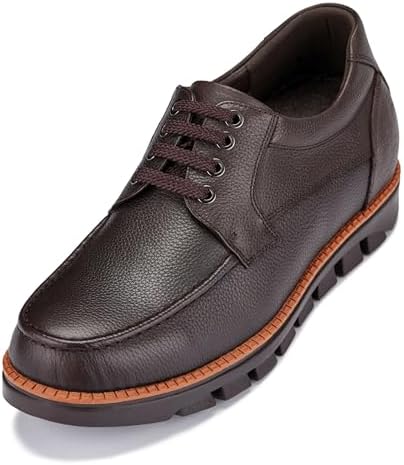 Dark Brown Pebble Grain Leather Lace-up Casual Shoes