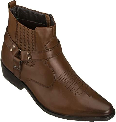 Dark Brown Premium Leather Cowboy Zipper Boots