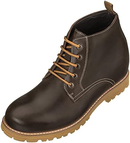 Dark Brown Premium Leather Lace-up Round-toe Work Boots