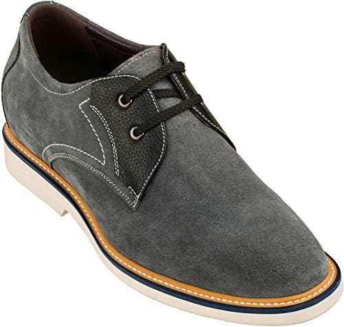 Grey/Black Nubuck Leather Lace-up Casual Oxfords