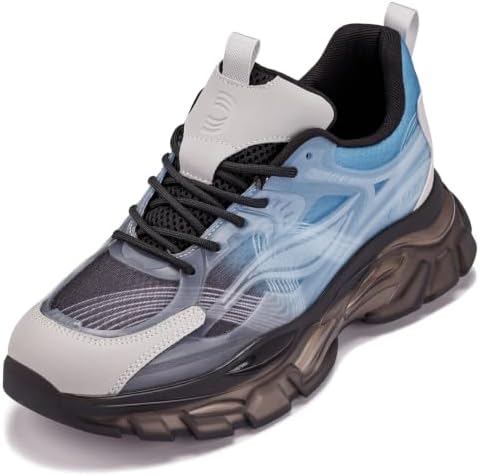 Grey/Blue Cushioned High-top Sporty Fashion Sneakers