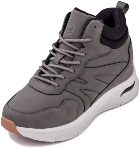 Grey Leather Lace-up Lightweight Casual Fashion Sneak-Boots