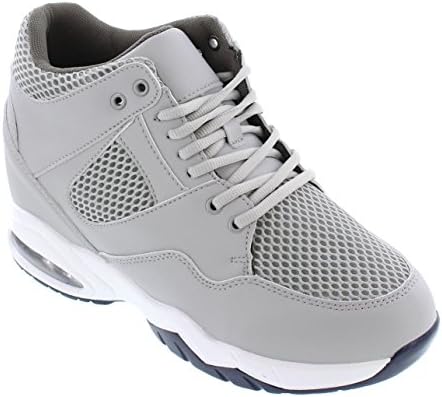 Grey Leather/Mesh Lace-up Lightweight Trainers Sneakers