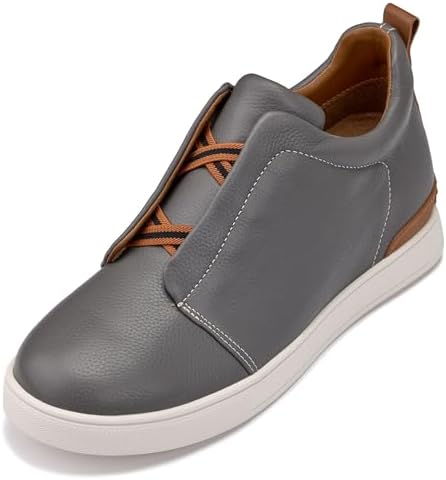 Grey Lightweight Slip-on Pebble Grain Leather Snoafers