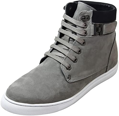 Grey Nubuck Leather Lace-up Fashion Sneakers