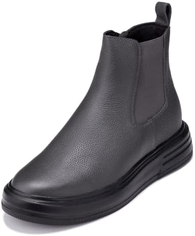 Grey Slate Lightweight Smooth Nappa Leather Chelsea Zipper Boots