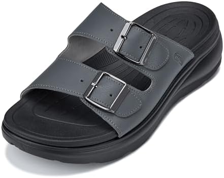 Iron Grey Buckle Ultra Light-weight Slip-on Comfort Sandals