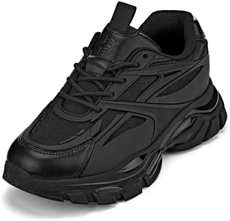 Jet Black/Onyx Sole Chunky Sole Lace-up Sporty Sneakers