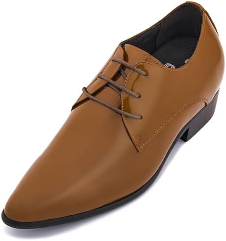 Light Brown Patent Leather Lace-up Formal Dress Oxfords